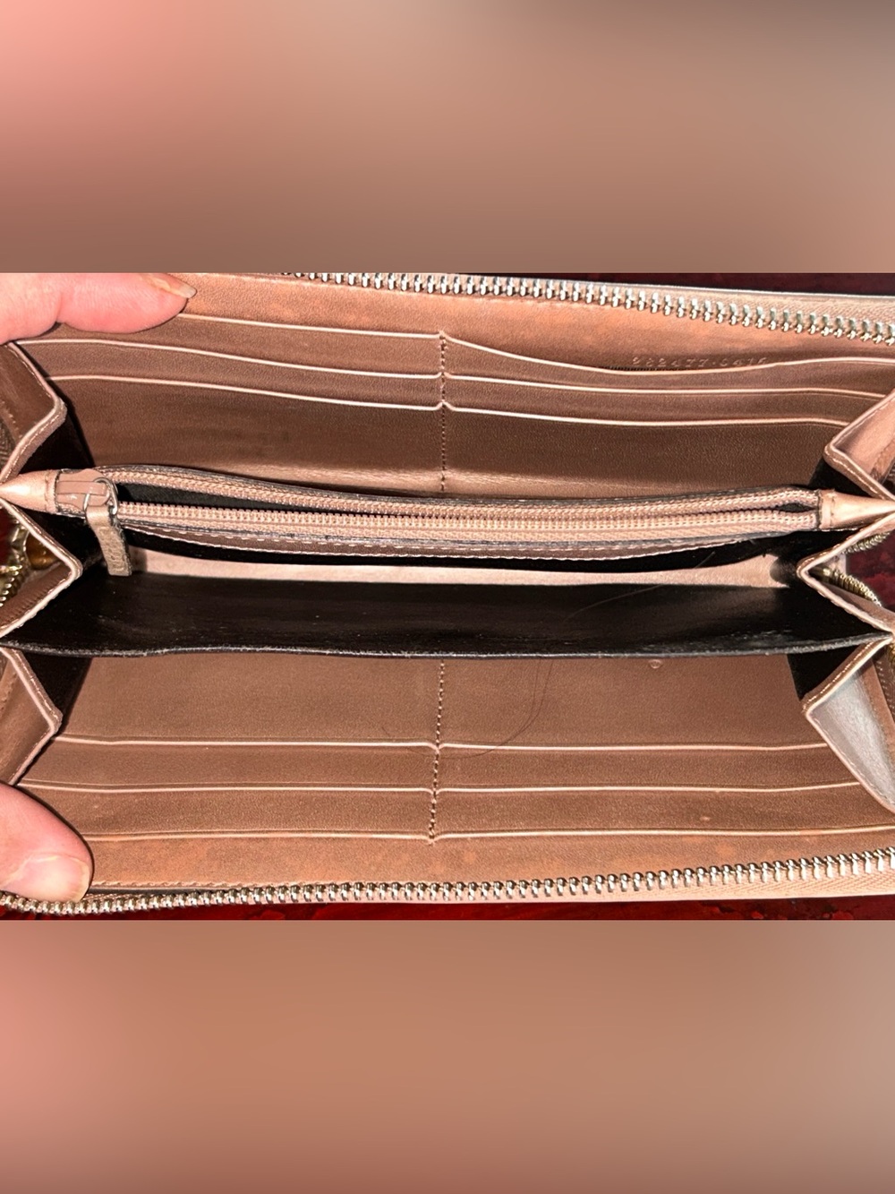Gucci Pink GG Supreme Zip Wallet with Gold Charm, Authentic - Picture 6 of 15